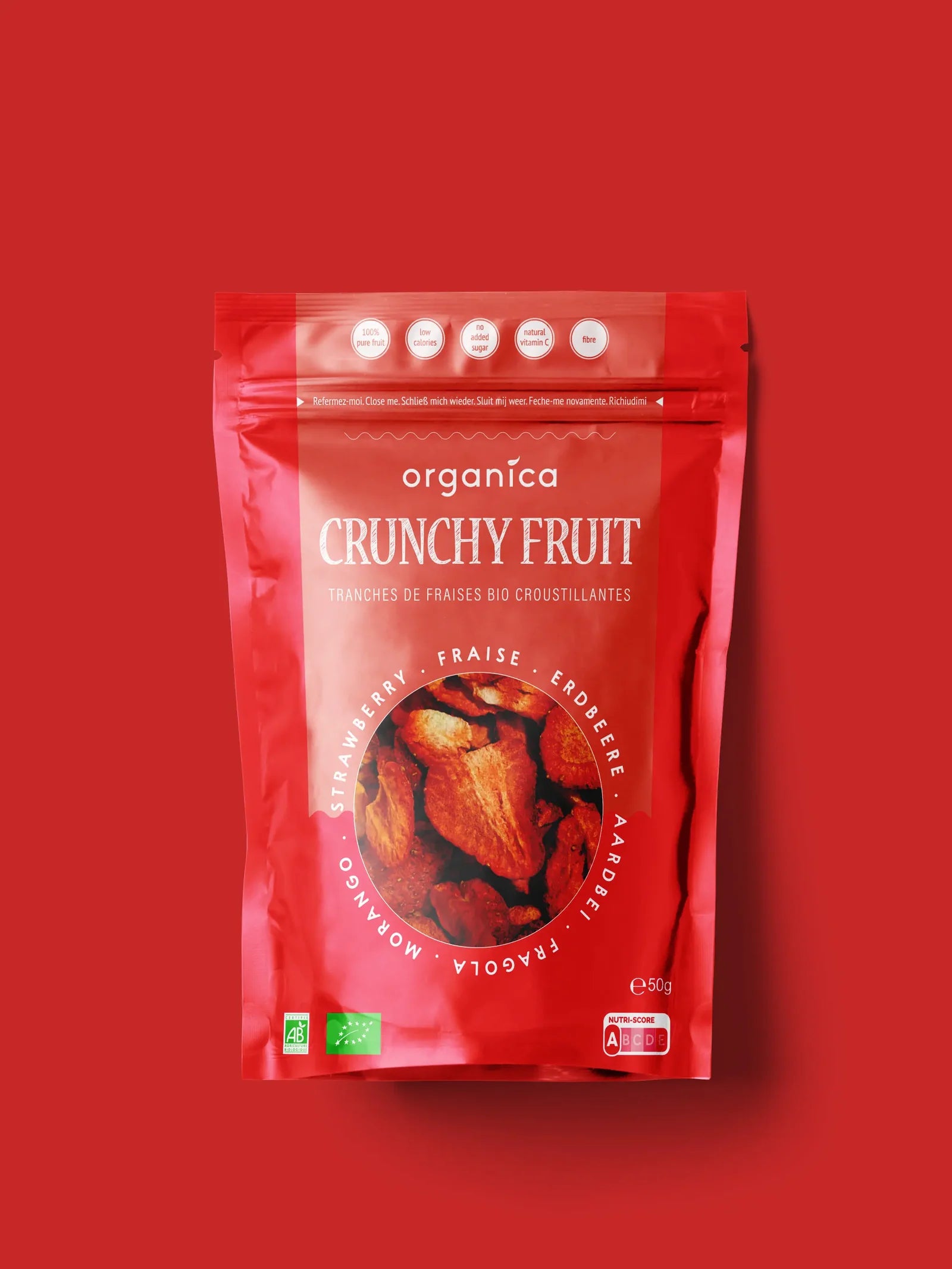 Organíca - Frutos Crocantes Morango - 50g Bio