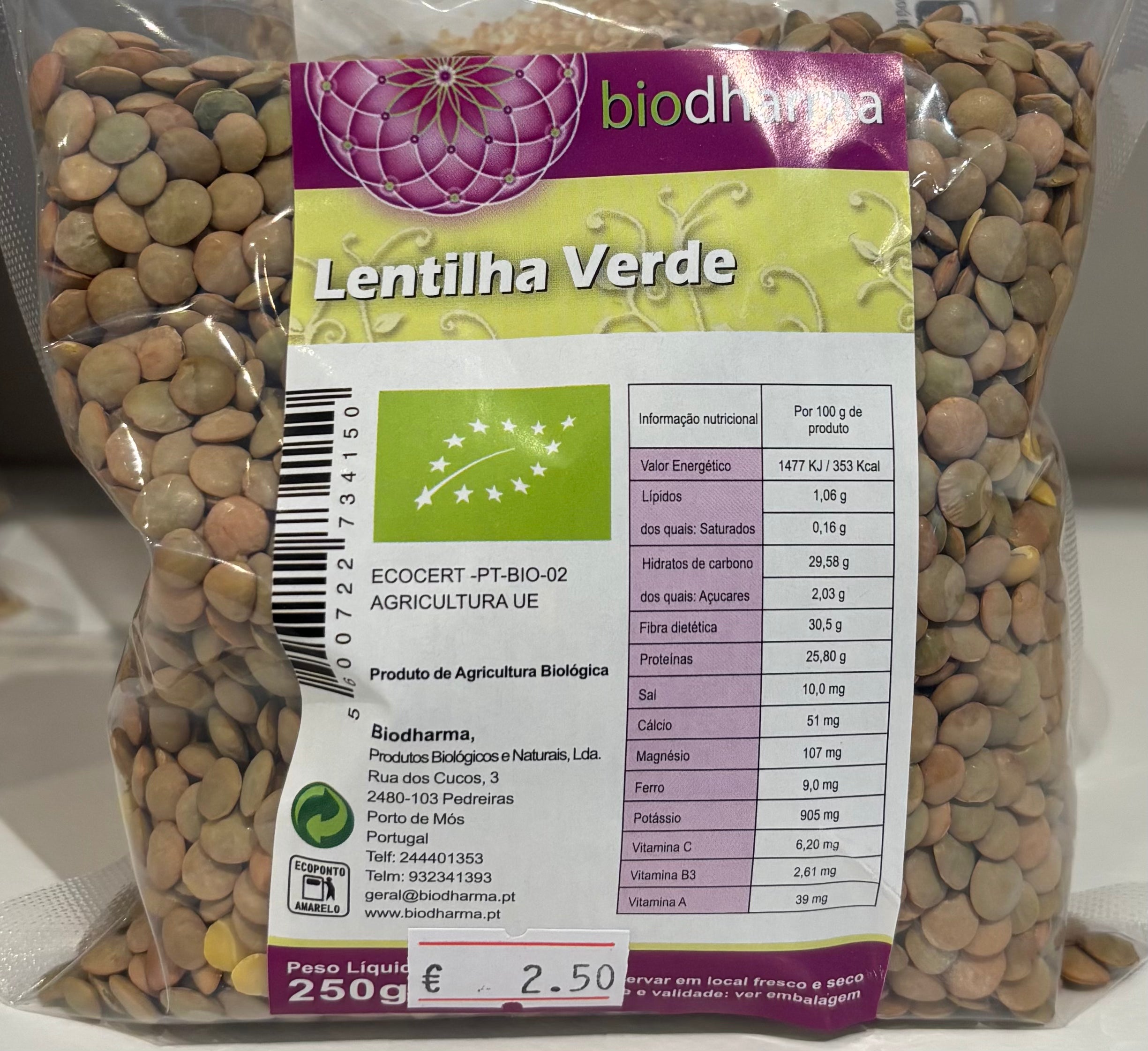 Biodharma - Lentilha Verde - 250g Bio