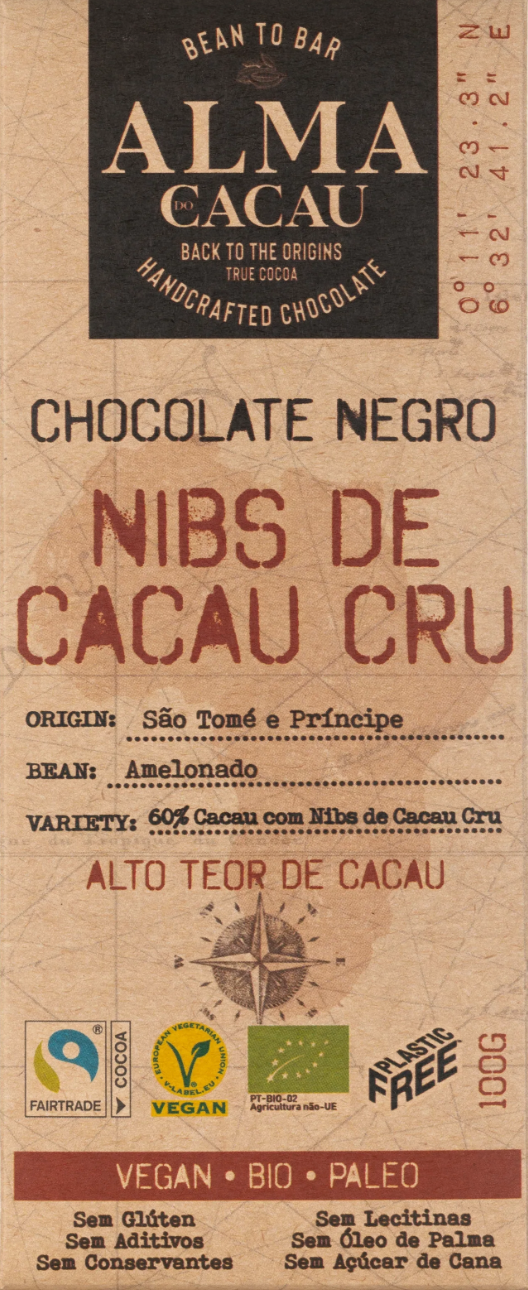 Chocolate ALMA CACAU - Nibs de Cacau Cru - Bio